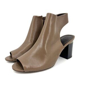 Tory Burch Jones Leather‎ Cut Out Peep Toe Bootie Bistro Brown Size 7.5